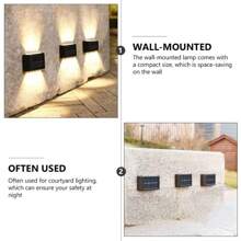 1/2/4/6 piezas Luces solares de pared de 10 LED, iluminación hacia arriba y hacia abajo para ambiente en exteriores, patio, jardín, sendero, decoración de pared
