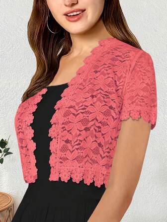 Camellia Lace Short Sleeve Jacket