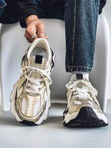 Men's Spring/Summer Wave Thick Sole Cushion Anti-Shock Casual Low-Top Rope Fashion Chunky Sneakers
