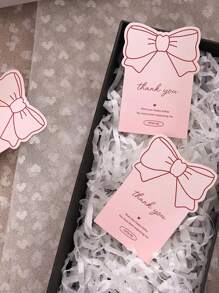 10 piezas Pegatinas rosas con lazo de moño Gracias para paquetes, etiquetas decorativas adhesivas para caja de regalo, productos de panadería, paquetes de negocios