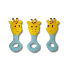 Kit 3 Mordedor Bebê Com Chocalho 100% Natural Super Macio Menino Menina Atóxico Brinquedo