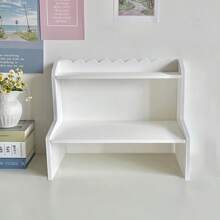 1 件双层桌面收纳架，矩形木质纤维板储物架，适用于宿舍、家庭、学校和办公室展示