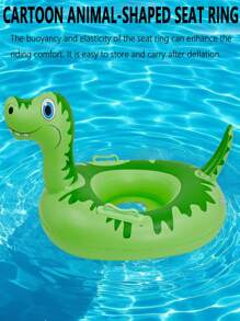 1pc Kids Inflatable Swim Pool Seat With Armrests, Cute Floating Seat Ring Swim Circle For Children Bathtub, Dinosaur Design, Underarm Floating Circle For Summer Swimming