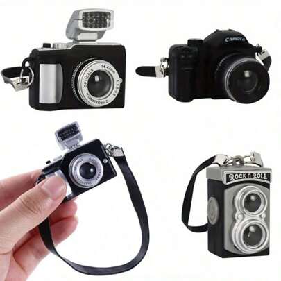 Cámara digital mini retro estilo muñeca - Modelo de cámara mini - Joyería/llavero estilo punk - Excelente para decoración de casa de muñecas, regalos y decoración mini - Colección ideal para amantes de las cámaras (sin batería)
