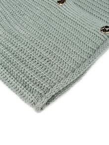 Damski luźny, swobodny sweter kamizelka z dzianiny jednorzędowej, szałwiowo-szary, jesień/zima - Zielony - Zobacz 10