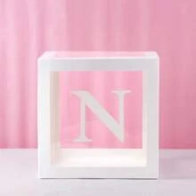 Cajas de globos blancos, con letras para Baby Shower, 1 caja con 1 letra o 1 juego de 4 cajas y letras B-A-B-Y, decoraciones de fiesta de baby shower para fiestas de cumpleaños, cajas de globos transparentes, bloques claros para fiestas de cumpleaños, duchas nupciales, revelación de género, decoraciones de cajas de globos