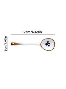 2 Pieces Ceramic Long-Handled Spoon, Japanese Coffee Spoon, Vintage Ramen Spoon, Rice Noodle Dinner Spoon, Dessert Spoon, Beautiful And Unique Shape, Ceramic Asian Spoon, High-Grade Spoon For Handicrafts And Artworks, Heat-Resistant Accessories For Kitchen And Restaurant, Reusable Porridge Ramen And Soup Cutlery, Home Dining And Restaurant Serving Cutlery.,School Supplies - Multicolor - View 12