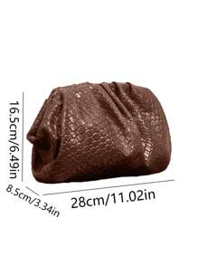 Ladies' Retro Solid Color Embossed Texture Handbag With Pleated Bag, Lightweight And Large Capacity Dinner Bag, Perfect For Parties, Dinners, Dates, Weddings, Paired With Party Women's Clothing, Formal Wear, Ball Dresses, Birthday Dresses, Party Dresses