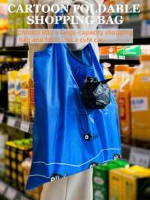 1pc/Cartoon Foldable Shopping Bag/Carry-On Portable Large-Capacity Shoulder Bag/Supermarket Bag/Storage Type Hanging Bag/Lightweight And Large-Capacity Shopping Bag/Can Be Folded Up To Become A Cute Cat Or Dog.