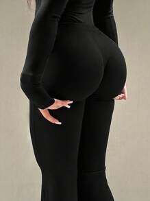 Pantaloni sportivi a vita alta, elastici, a campana, di colore unito, pantaloni da yoga, leggings compressivi, pantaloni da corsa e fitness, leggings primaverili ed estivi da donna, abbigliamento femminile