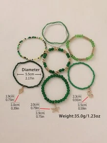 8件套波西米亚海洋风海马、贝壳、海星吊坠串珠多层手链套装，适合女性海滩度假休闲日常佩戴 - 海龜扇貝海星 - 查看 4