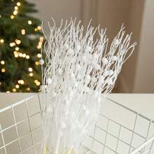 Christmas Tree Decoration Branches Simulation White With Sparkling Berry Dry Branches Decoration Christmas Decoration Sparkling Twigs Flower Garlands Small Flowers Can Be Used For Winter Christmas Home Desktop Decoration 16 Pieces Set - White - View 9