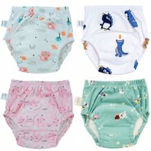4 pièces/paquet de Culottes de formation souples et réutilisables - lavables et réutilisables, sous-vêtements absorbants, culottes de propreté pour bébé lavables, couches bébé respirantes, pour toutes les saisons - un cadeau parfait pour la baby shower