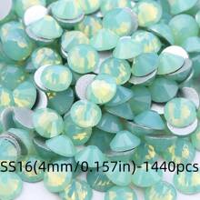 Serie ópalo redondo de cristal para aplicar con pegamento - piedras preciosas brillantes de 1,5-6,5 mm (0,059-0,256") para ropa, zapatos, bolsos, manualidades, bodas, Pascua, decoración del hogar - 1440/288 piezas (blanco/rosa pálido/azul/menta/colores surtidos)