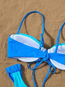 New Arrival Europe & America Style Solid Color Swimwear Two Pieces Bikini For Beach/Vacation - Blue - View 4