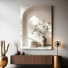 2D 1 Pc Modern Vases With Plants Wooden Framed Canvas Painting  High Quality Wall Art Prints Poster Direct Hanging Wall Picture Decor For Home Gifts, Living Room, Bathroom, Bedroom, Kitchen - Multicolor - View 2