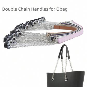 1 par de correas de hombro largo de moda, accesorio para bolso O, con doble cadena con revestimiento metálico y tornillo para bolsos de mujer