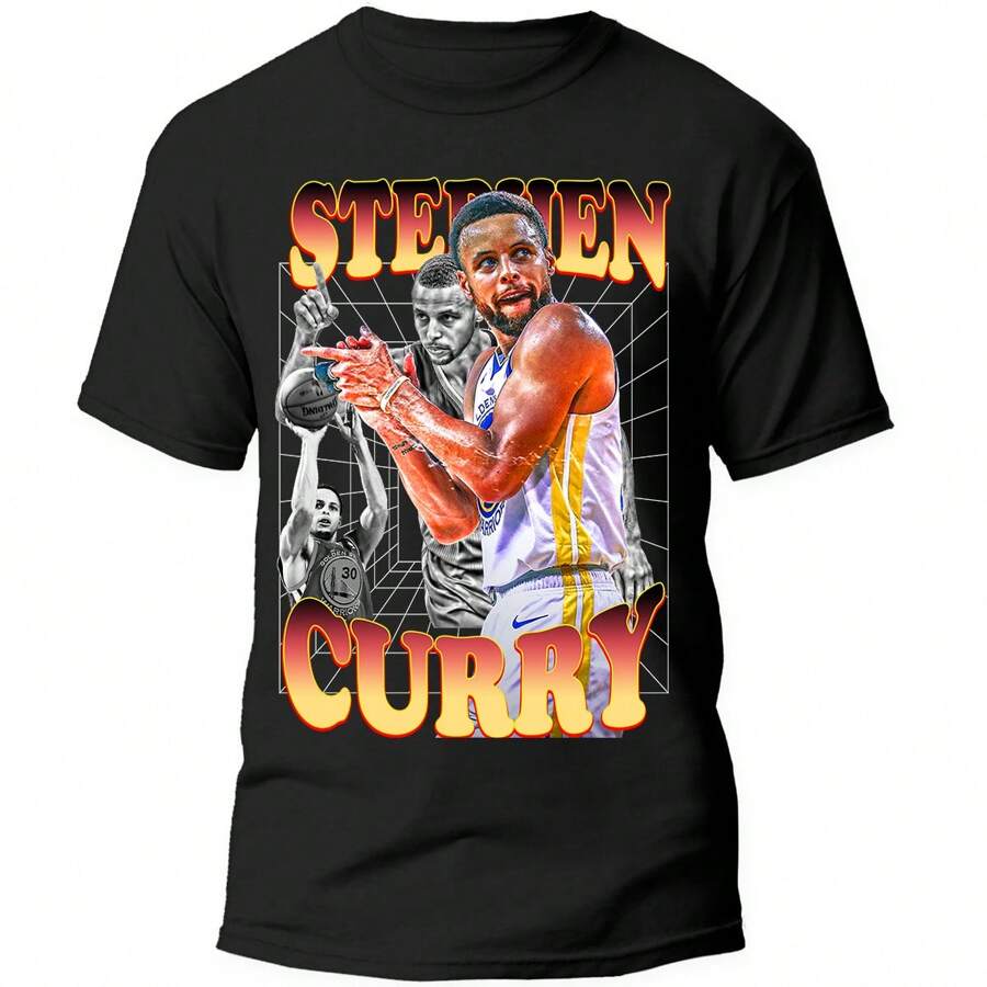 Playera Negra Hombre Stephen Curry Casual 100% Algodón - Negro - Ver 1