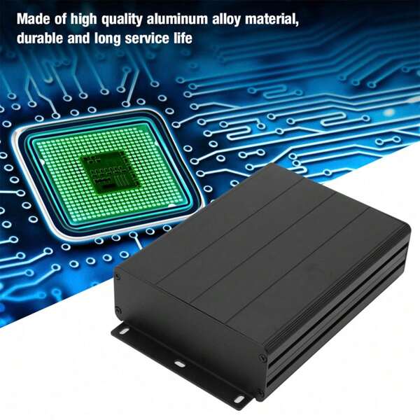 Industrial-Grade 45x122x160mm Matte Black Extruded Aluminum Alloy Enclosure - Waterproof GPS Case with Mounting Brackets for Outdoor & IoT Devices.