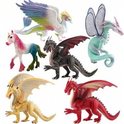 نماذج حيوانات أساطيرية ميثولوجية غربية واقعية: وحيد القرن الأبيض، الفراشة الكبيرة، التنين الطائر، تنين الجليد. ديكور المكتب، هدية للإجازات