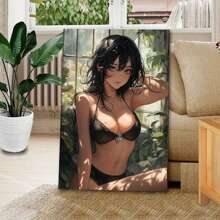 A Wooden Frame Canvas Painting, Black Underwear Anime Style Witch, Role Play Poster Framed Canvas Artwork Poster- 1 Piece Of Wood Framed Oil Painting (3) Thickness 2.5 Cm/ 1 Inch- Home Decoration For All Occasions - Ideal New Year, Valentine's Day, Thanksgiving, Easter, Christmas Gift , Room Decoration Aesthetic, Wall Decoration Art, Perfect Gift, Autumn And Winter Wall Decoration, Living Room Decoration, Bedroom Decoration, Kitchen Decoration, Entry Decoration, Bathroom Decoration, Direct Wall Painting, High Quality Wall Painting Poster