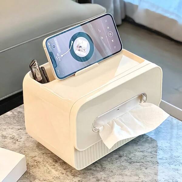 1 peça de capa para caixa de lenços retangular multifuncional, dispensador de papel higiênico facial, organizador de mesa com controle remoto moderno para sala de estar, quarto, penteadeira, escritório doméstico (acabamento amarelo-dourado claro) Decoração de banheiro Organizador de banheiro Verão de volta às aulas