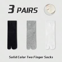 3 pares de calcetines de dedo dividido de estilo universitario de algodón cómodos y transpirables con antibacterias para mujer, de estilo minimalista liso, para las cuatro estaciones, otoño