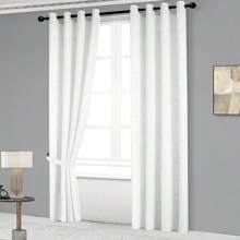 Farfallarossa 半透明金色浮雕窗帘（140*280厘米，1片）适用于卧室和客厅。透气，透入柔和光线，确保良好的通风，易于打理，为您的家增添时尚气息。 - 漂白 - 查看 4