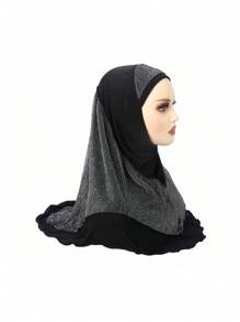 1pc Women's All Season Solid Color Lace Hollow Out Double Layer Oversized Hat, Multi-Color Fashionable Beanie - A - View 35