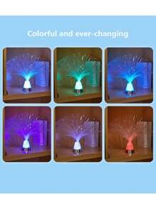1pc Multi-Color Changing LED Fiber Optic Light, Novelty Lighting, Indoor Ambient Lamp, Auto Color Changing, Suitable For Bedroom, Living Room, Hallway, Window, Dining Room, Birthday, Party Decor, Garden, Christmas Decor Table Lamp