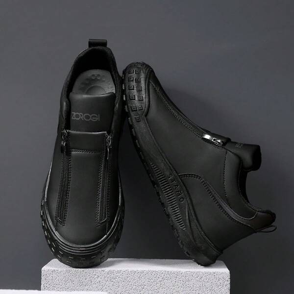 1 Pair Slip-On Heat-Resistant Side Zipper Safety Work Boots, Anti-Slip Chef Shoes, Men's Outdoor Casual Sports Sneakers