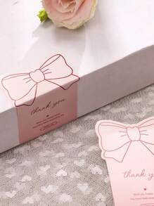 10 piezas Pegatinas rosas con lazo de moño Gracias para paquetes, etiquetas decorativas adhesivas para caja de regalo, productos de panadería, paquetes de negocios