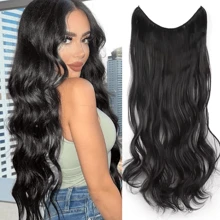 24 英寸隐形线无夹接发秘密鱼线假发女士长款丝滑卷发波浪接发 - 彩色 - 查看 12