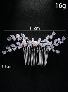 1pc Premium Crystal Zirconia Hair Comb, Elegant Pearl Headpiece For Brides, Wedding Dress Accessories