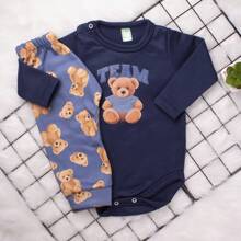 SOFT LINED INSIDE BABY BODYSUIT SET - Navy Blue - View 3