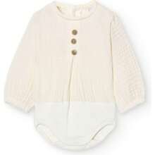 Babidu Bộ đồ liền thân Bambula có nút cho bé - Bộ đồ liền thân cho bé 100% cotton, tinh tế và thoải mái tự nhiên, sản xuất 100% tại Tây Ban Nha - Màu be - Xem 1