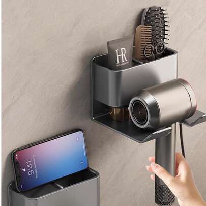 1 pezzo Supporto da parete per asciugacapelli, rastrelliera per piastra per capelli, organizer per asciugacapelli, accessori da bagno, strumenti da bagno