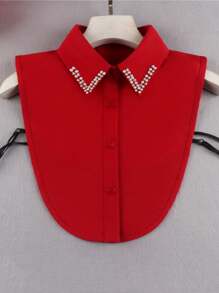 1pc Black & White Apricot & Red & Green Chiffon Detachable Collar With Pointed Ends, Classic - Chiffon False Collar - View 21