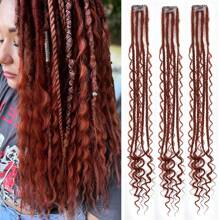 Clip In Dreadlock Extension 24 Inch 3 Clips Synthetic Boho Box Braid Curly Hippe Dreads Handmade Soft Waves Reggae Style Loc For Women - Multicolor - View 12
