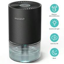 Efficient 25oz Ultra-Quiet Dehumidifier With Auto-Off - Energy Saving, Compact Design For Home, Bedroom, Bathroom, Closet & Office