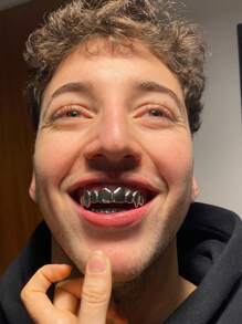 THATBOY 2件套简约双层夹式牙齿饰品，情侣牙齿配饰，男女通用，适合万圣节、圣诞节、新年、情人节等节日礼物 - 彩色 - 查看 11