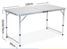 GLOBAL Z-A Camping Table, Aluminum And Wood Folding Table, Portable Folding Table With 30kg Load, Multipurpose Table, 120cm*60cm, For Picnic, Outdoor Camping WITH STOOL - White 120*60 With 4 Taburete - View 4