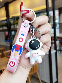 1 Pc Cartoon Creative Astronaut Bag Pendant With Two Colors To Choose From Suitable For Couple Bag Decoration With Keychain Suitable For Small Gifts For Friends - Multicolor - View 4