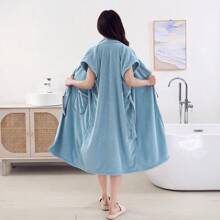 1 Stück ärmellose Bademantel, super weich und saugfähig Microfaser Damen Bademantel, farbecht und fusselarm, geeignet für Zuhause, Hotel, Beauty Spa, das ganze Jahr über, Schulanfang