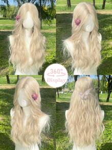 1 Stück hitzeresistente synthetische Haarperücke mit Wasserwellen, mittelgescheitelt, geeignet für Partys und den täglichen Gebrauch, mit natürlicher, glatter, weicher und realistischer Textur (Zubehör nicht enthalten)