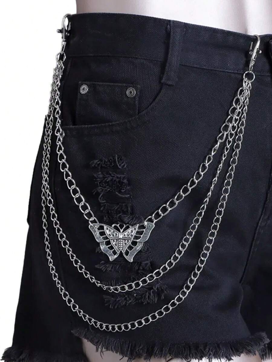 1pc Fashionable Minimalist Hollow Butterfly Pants Chain - Multicolor - View 1