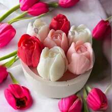 1 pieza Molde de silicona para hacer velas en 3D, molde de flor de tulipán tridimensional, molde de vela para el Día de San Valentín, velas aromáticas DIY, piedra de incienso, decoración de hogar, fácil de desarmar y limpiar, materiales reutilizables DIY, hecho a mano, regalo perfecto para mujeres, amantes de la artesanía, regalo para la mejor amiga, regalo de invierno, romántico
