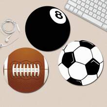 1 miếng lót chuột hoạt hình bóng đá & bóng bầu dục dễ thương, miếng lót chuột tròn để bàn văn phòng có đế cao su chống trượt, miếng lót chuột du lịch nhỏ gọn để làm việc, máy tính không dây, máy tính xách tay, phụ kiện văn phòng - Nhiều màu - Xem 3