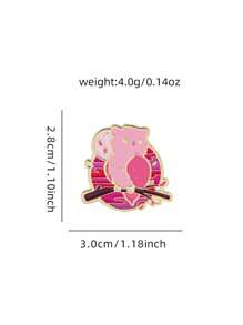 1pc Whimsical Night Creature Pin - Geometric Owl Design With Floral Mandala Backdrop In Blush Tones, Kawaii Forest Accessory