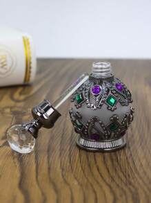 15 Ml Beautiful Vintage Round Enameled Glass Perfume Bottle, Refillable Essential Oil Container, Must-Have Accessory For Holiday Travel, Perfume And Essential Oil Dispenser Bottle, (No Perfume, Empty Bottle Only) + Essential Oil Refill Gift Set